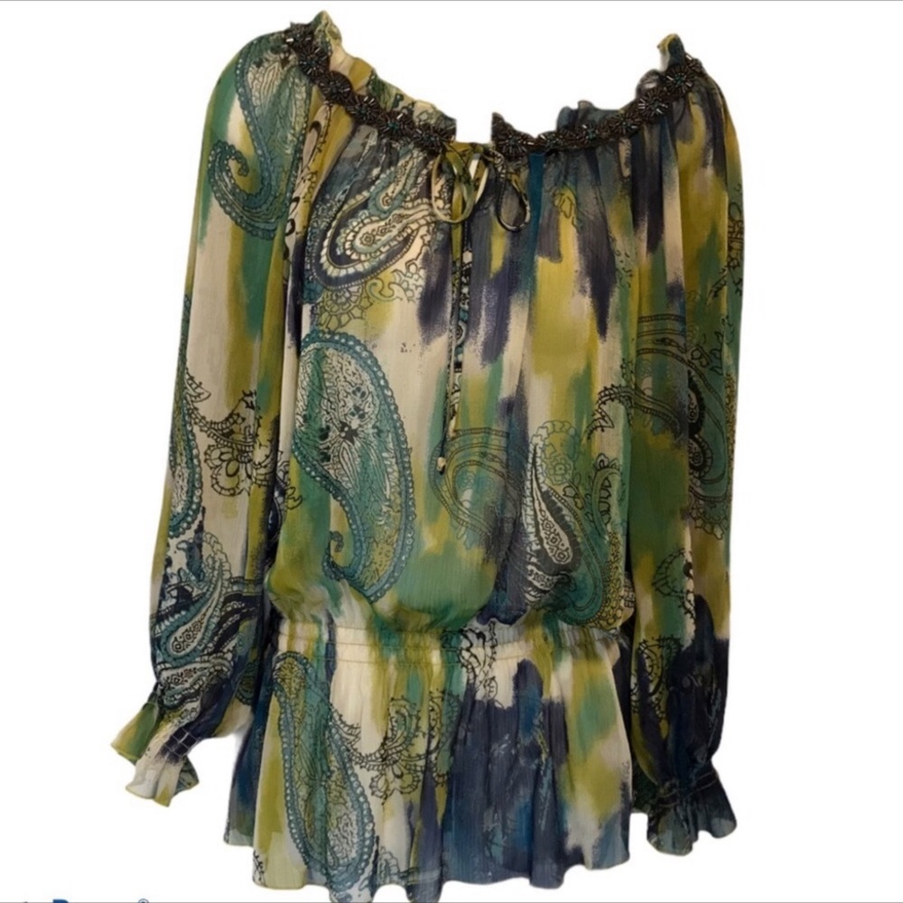 Mushkaby Sienna Rose Sheer Top NWT